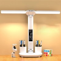 Lampe de bureau LED pliable et rechargeable sans fil Dailu avec horloge, lampe de table vintage avec ventilateur