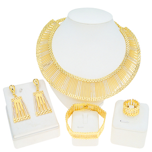 Zhuerrui - Juego de Joyas Italianas de Oro para Mujer, Conjunto de Joyería Fina para Fiesta, Collar Grande de Lujo, HK051422 - Product Image 4