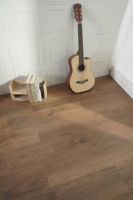 Planches de sol en bois HDF synchronisées, gaufrées, marron foncé, modernes, commerciales, personnalisées, 8 mm, avec chauffage par le sol