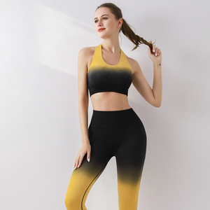 Activewear Ladies 2 Pieces Gradient Scrunch Butt Leggings Taille Haute Seamless Yoga Sets pour Femmes - Product Image 3