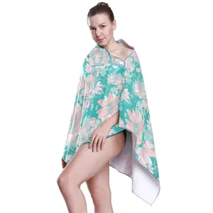 Summer Custom Flowers Printed Quick Dry Soft Girls Microfiber Sand Free Beach Towel With Bag