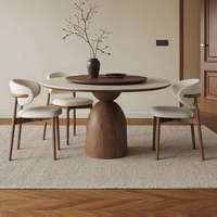 Table à manger ronde en ardoise de style vintage, mobilier de salle à manger, utilisation domestique, appartement, plateau rotatif, résistant à la chaleur, sans assemblage
