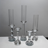 Vente en gros de chandeliers modernes en verre à longues tiges, pas chers, pour centres de table de mariage