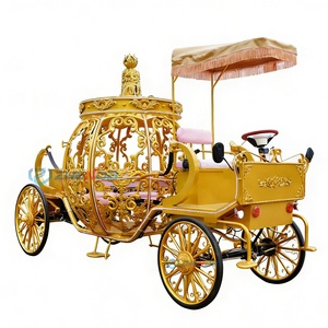 Most Popular Golden Pumpkin Carriage Electric 4-Wheel Electric Royal Pumpkin Gold Horse-Drawn Carriage Service Equipment on Sale - Product Image 2
