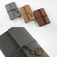 Classique 7 pouces spirale lié cuir Journal cahier A6 taille tissu couverture rechargeable journal carnet de croquis cadeau