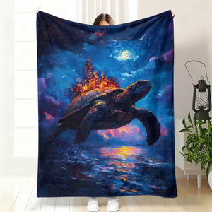 Manta de Franela con Diseño de Ballena en el Cielo Cósmico, Manta para Siesta, Lavable a Máquina, Resistente a la Decoloración, para el Hogar y la Oficina, Impresión Personalizada - Product Image 2