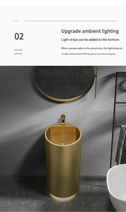Lavabo moderne <span class=keywords><strong>en</strong></span> acier inoxydable finition brossée, sur pied, résistant à l'eau, facile à nettoyer, garantie 3 ans - Product Image 5