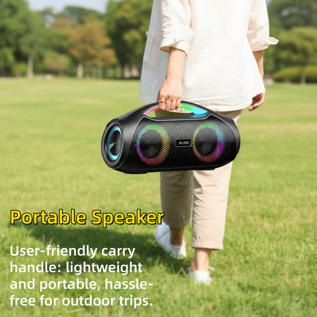 Waterproof 30W Wireless Active Speakers LS-X2 with Memory Card Support RGB LED Lighting Bass Boost & Home Use