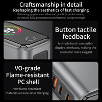 Adaptateur de chargeur super rapide 65W GaN TFT Display 2C1A pour ordinateur portable, pour iPhone Apple 65W Type C, chargeur portable LED