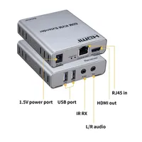 60M HDMI KVM Extender melalui Ethernet Cat5e/6 POC kabel 1080P HDMI USB Extender Video Audio ekstensi Splitter untuk USB Keyboard PC