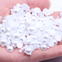 Perles blanches demi-rondes de grande taille 16mm 18mm 20mm 25mm, perles coupées en vrac, perles noires pour sacs, chapeaux, chaussures, vêtements et accessoires