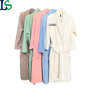 Meilleur prix doux microfibre femmes vêtements de nuit peignoir personnalisé brodé Logo corail polaire Robes - Product Image 2