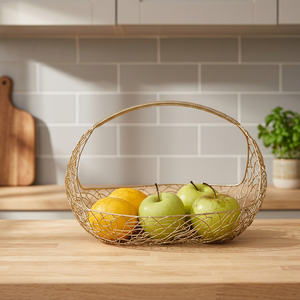 Cesta de Frutas de Alambre Metálico, Cesta Redonda de Almacenamiento, Contenedor de Alimentos Minimalista para Cocina, Diseño Soldado Duradero - Product Image 6