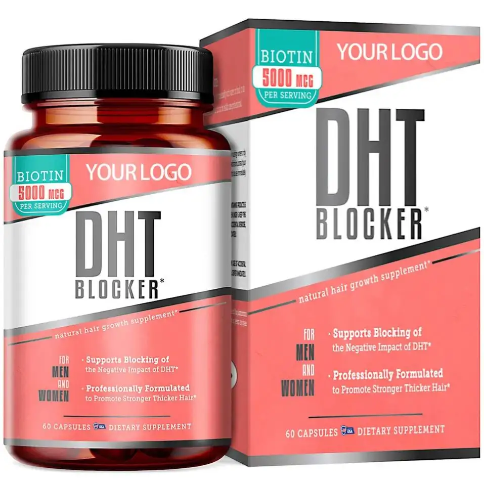 Premium DHT Blcoker pertumbuhan rambut Gummies dengan gergaji Palmetto seng besi dan teh hijau ekstrak untuk menghentikan rambut rontok untuk Label pribadi