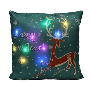 Лидер продаж в Европе и Америке, наволочка со светодиодной подсветкой в виде оленя, Рождественская наволочка для подушки, праздничный