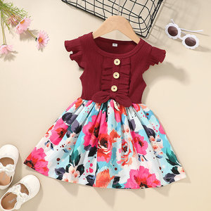 Abito Estivo 2026 per Bambine in Cotone con Maniche a Farfalla e Stampa Floreale, Modello Principessa a Trapezio per Età 1-8 Anni, Disponibile in Diversi Colori - Product Image 4