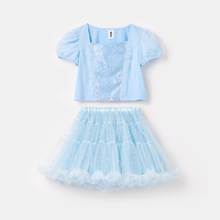 Robe deux pièces pour filles en tulle doux avec garniture de paillettes, coupe confortable, couleur personnalisée, taille personnalisée pour Noël