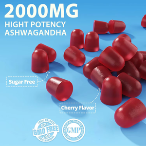 Ashwagandha Gummies 2000mg with Magnesium Rhodiola Saffron <strong>Maca</strong> Vegan Sugar Free Cherry Flavor OEM 60 Count - Product Image 5