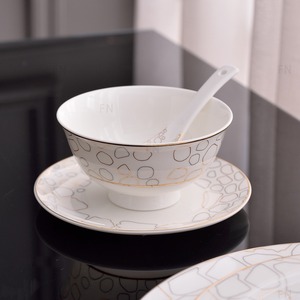 Bone China Juegos de vajilla de 58 piezas Embalaje de caja Glft con logotipo personalizado blanco - Product Image 4