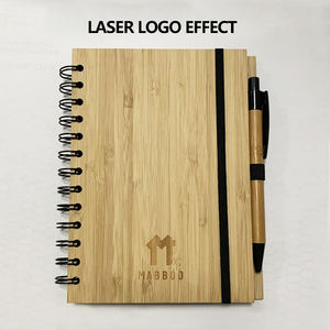 Carnet de notes en bambou avec bande, couverture rigide, personnalisé, recyclé, avec porte-plume, cadeau personnalisé - Product Image 5