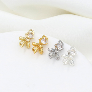 Pendentif DIY en or 18 carats avec fermoir en forme d'œil de mouton, support de perle micro-incrusté de zircon, support de perle vide, support de perle B31B - Product Image 1