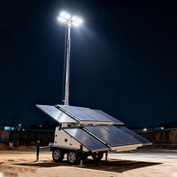 Remorque d'éclairage mobile à énergie solaire avec 4*100W LED Light Panneaux solaires Batterie pour l'éclairage des chantiers de construction