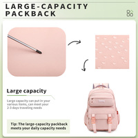Sac à dos étudiant personnalisé avec logo, sac à dos rose tendance avec plusieurs compartiments et grande capacité, sac à dos pour ordinateur portable avec fermeture éclair