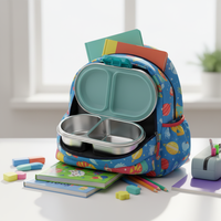 Boîte à bento en acier inoxydable écologique pour enfants, sans BPA, 2 compartiments, boîte à lunch pour tout-petits, boîte à lunch en métal