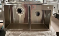 Évier de cuisine double cuve en acier inoxydable 304 brossé fait main, à encastrer, avec grille de vidange inférieure – Vente en gros usine