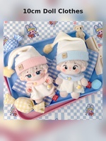Vêtements de poupée personnalisés de 10 cm, combinaison de pyjama mignonne pour poupées en peluche en coton, ensemble de tenues douces, OEM ODM en gros
