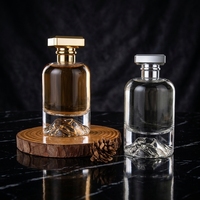 Botella de Perfume de Vidrio Transparente de Lujo, Cilíndrica y Vacía, de 30ml/50ml, con Tapa de Corona