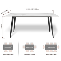 Ensemble de Table à Manger Moderne Blanc 6 Places avec Pieds Dorés en Marbre et Plateau en Ardoise pour Maison, Appartement, Hôtel ou Mobilier de Villa