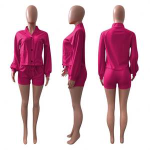 Vêtements d'été, pantalon court, ensemble de jogging 2 pièces, ensemble de survêtement pour femme, veste et short pour femmes - Product Image 4