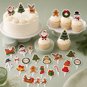 Décoration de gâteau de Noël, ensemble de décoration de gâteau, mini cartes créatives pour gâteaux d'<span class=keywords><strong>anniversaire</strong></span> et desserts - Product Image 2