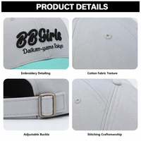 Casquette de baseball personnalisée brodée en 3D, bicolore, en sergé, avec lettres, ajustable, unisexe, en coton de luxe, vente en gros OEM
