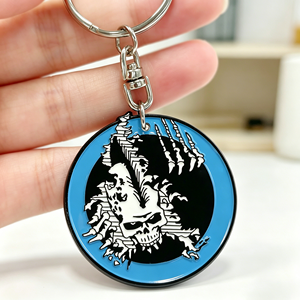 Porte-clés en métal émaillé souple personnalisé, de haute qualité, style gothique punk, motif <span class=keywords><strong>griffe</strong></span> de squelette, effet déchiré, breloque de sac - Product Image 2