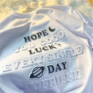 T-shirts pour hommes avec logo personnalisé en relief, impression 3D, coton épais, logo personnalisé - Product Image 2