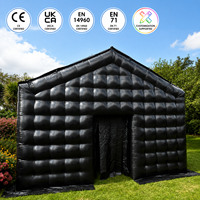 Tente Gonflable de Boîte de Nuit Portative en PVC Noir pour Événements Commerciaux, Maison de Fête de Jardin, Boîte de Nuit Gonflable avec Lumière Disco LED, Cube Gonflable