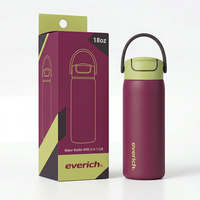 Bouteille d'eau en acier inoxydable Everich Zero Plastic ODM 18oz avec couvercle à paille anti-fuite Easy Sip pour la course et le sport