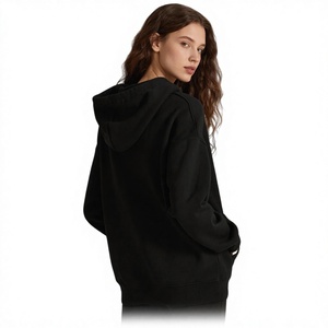 Sweat-shirt à capuche noir unisexe, surdimensionné, en coton tricoté, avec imprimé lettres au dos, décontracté, pour l'automne - Product Image 4