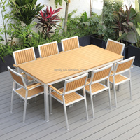 Ensemble de Table et chaises d'extérieur en plastique et bois, meubles de jardin, Patio, nouveau, moderne, en aluminium