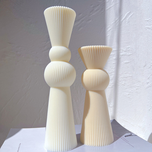 <span class=keywords><strong>Stampo</strong></span> Cilindrico in Silicone per Cera di Soia a Strisce Astratte Geometriche Decorative, <span class=keywords><strong>Stampo</strong></span> per Candela a Colonna Romana a Coste - Product Image 1