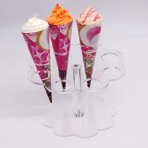 Đám cưới sinh nhật đảng 8 lỗ Acrylic Ice Cream Cone đứng chủ