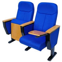 Chaise d'auditorium d'église avec tablette d'écriture Prezzo rouge bleu, chaise de salle de concert d'occasion à vendre, chaise de bureau de réunion, mobilier
