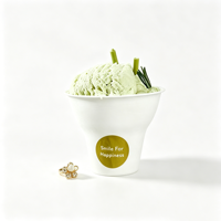 Gobelets/bols personnalisables biodégradables en canne à sucre et papier blanc pour crème glacée, glaces pilées, glaces à la neige et pâtisseries