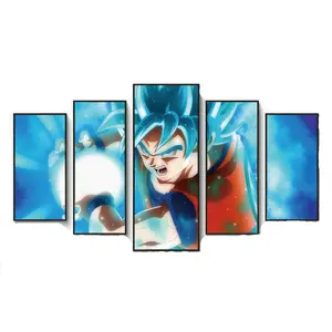 HD Prints 5 Pieces Dragon Ball Goku Anime Cartoon Abstract Pictures Large Wall Art Canvas Print