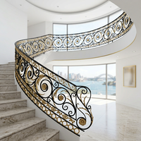 Designs de rampes d'escalier intérieurs de style palais haut de gamme en fer forgé pour l'Afrique