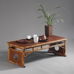 Chinese Style <b>Bamboo</b> Tea <b>Table</b> Rectangular Meilu <b>Bamboo</b> Lacquer Finish Zen Inspired <b>Coffee</b> <b>Table</b> - Product Image 1