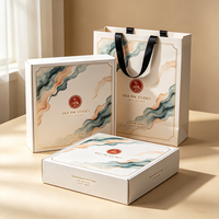 Échantillon de conception gratuit en 72h, boîte cadeau personnalisée Suminagashi en marbre avec feuille d'or et sac d'emballage en papier, pour marque de soie de luxe orientale