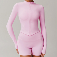 Vestes de sport OEM/ODM pour femmes, légères, athlétiques, à fermeture éclair intégrale, vestes de course, vestes courtes, hauts ajustés, logo personnalisé